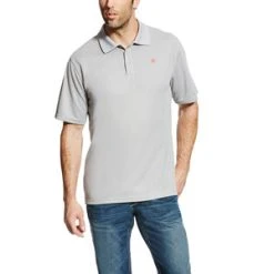 'Ariat' Men's Tek 2.0 Polo - Silver Lining