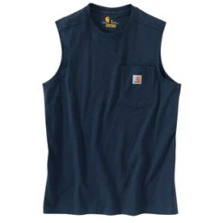 'Carhartt' Men's Relaxed Fit Heavyweight Sleeveless Pocket Tee - Navy
