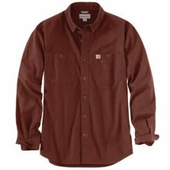 'Carhartt' Men's Rugged Flex® Rigby Work Shirt - Mineral Red