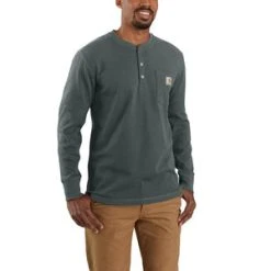 'Carhartt' Men's Heavyweight Thermal Pocket Henley - Elm Heather