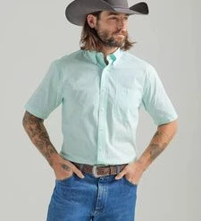 Wrangler 'George Strait' Men's Print Relaxed Fit Button Down - Mint Paisley