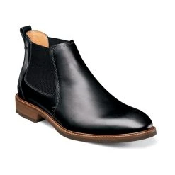 'Florsheim' Men's Lodge Plain Toe Gore Boot - Black Crazy Horse