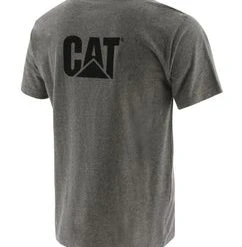 'Caterpillar' Men's Logo Pocket Tee - Dark Heather Grey