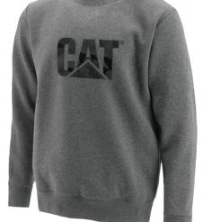 'Caterpillar' Men's Trademark Logo Crew Sweatshirt - Dark Heather Grey