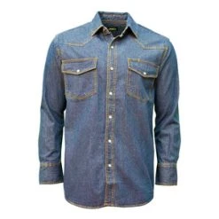 'Key' Men's Denim Western Snap Front - Indigo Denim Enzyme Wash