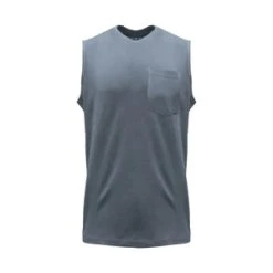 'KEY' Men's Blended Sleeveless Pocket Tee - Faded Denim