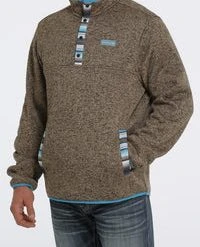 'Cinch' Men's 1/4 Snap Placket Pullover Sweater - Brown