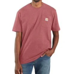 'Carhartt' Men's Loose Fit Heavyweight Pocket T-Shirt - Blush Pink Heather
