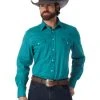 'Wrangler' Men's Advanced Comfort Cowboy Cut Snap Front - Turquoise