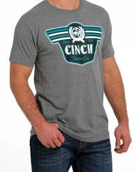 'Cinch' Men's Denim Co. Screen Print T Shirt - Heather Grey