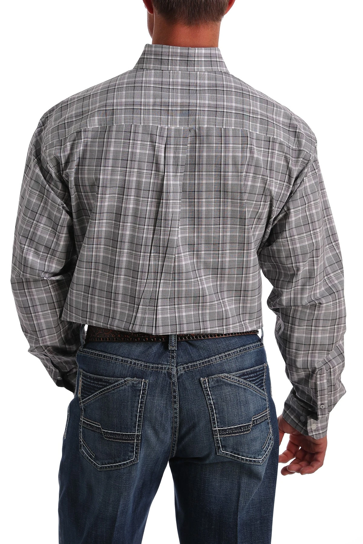 'Cinch' Men's Western Plaid Button Front - Purple / Black / White - Image 2