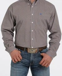 'Cinch' Men's Geo Diamond Print Western Button Down - White