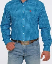 'Cinch' Men's Geo Print Classic Fit Button Down - Blue