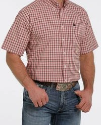 'Cinch' Men's Plaid Western Button Down - Pink