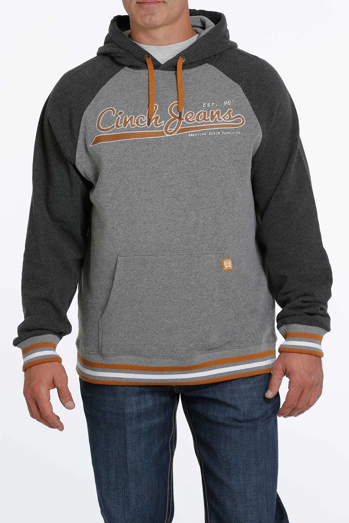 'Cinch' Men's Aztec Print Pullover Fleece Hoodie - Heather Grey - Image 4