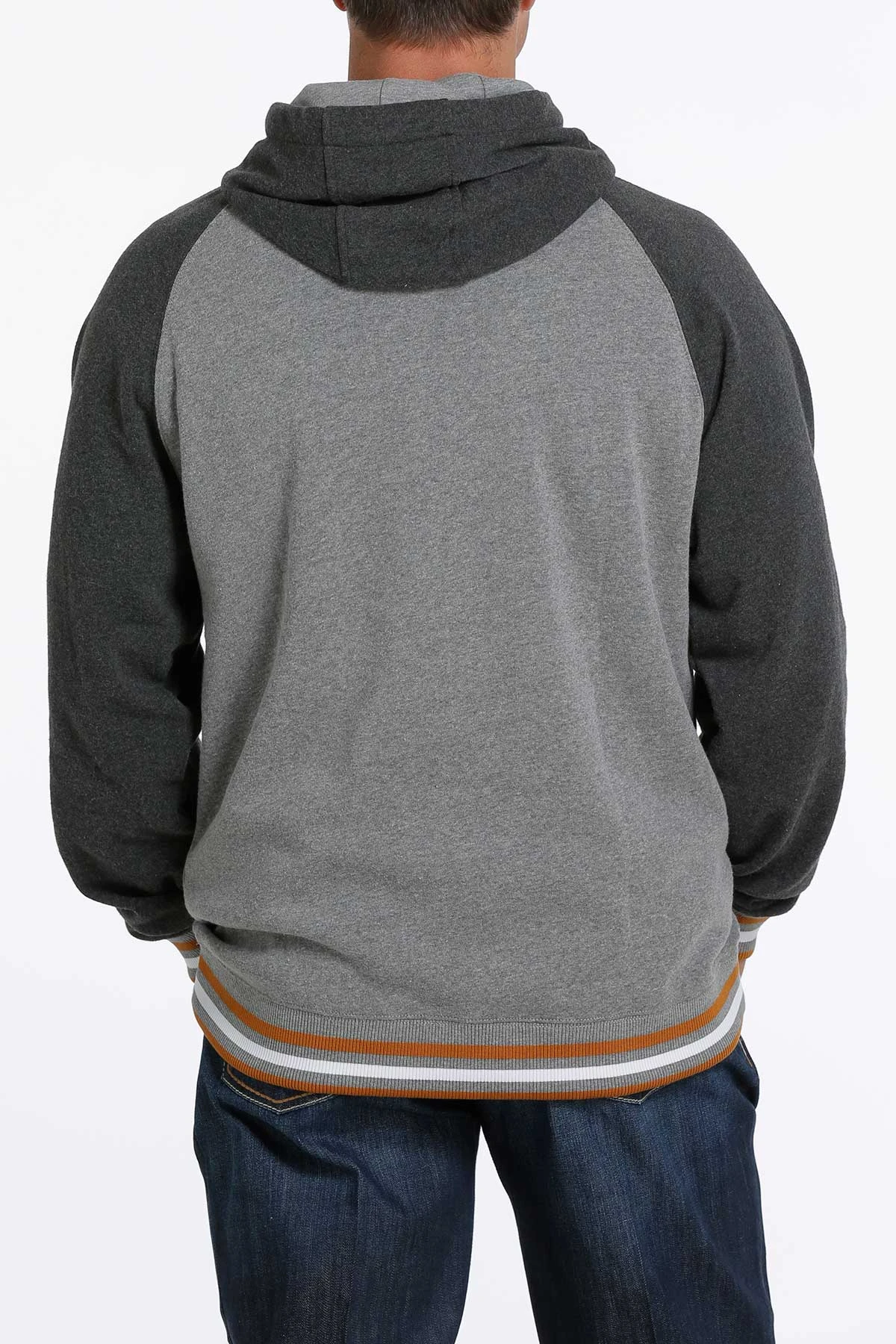 'Cinch' Men's Aztec Print Pullover Fleece Hoodie - Heather Grey - Image 3