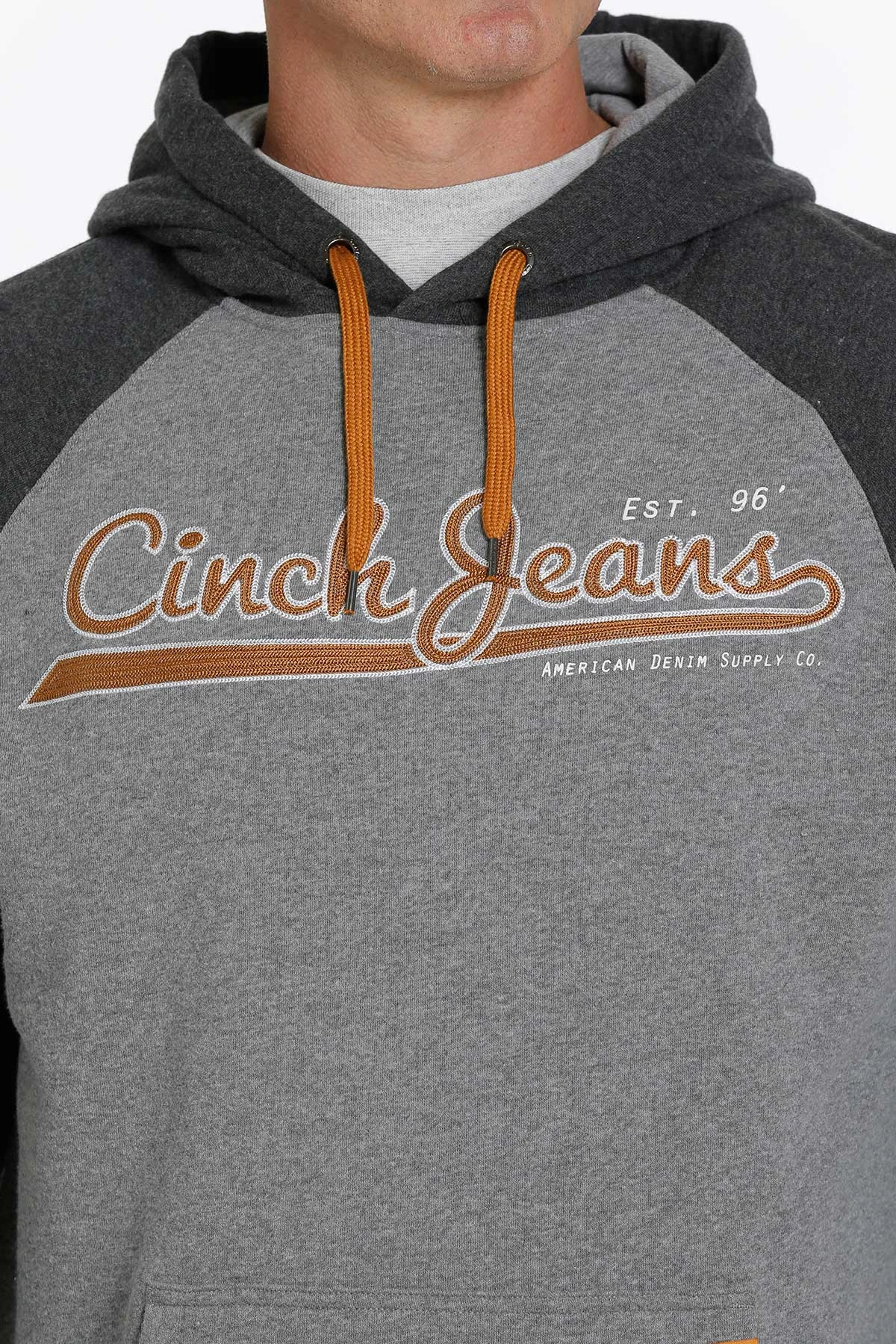 'Cinch' Men's Aztec Print Pullover Fleece Hoodie - Heather Grey - Image 2