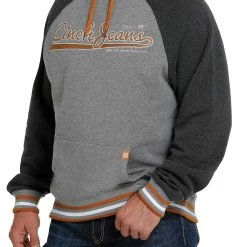 'Cinch' Men's Aztec Print Pullover Fleece Hoodie - Heather Grey