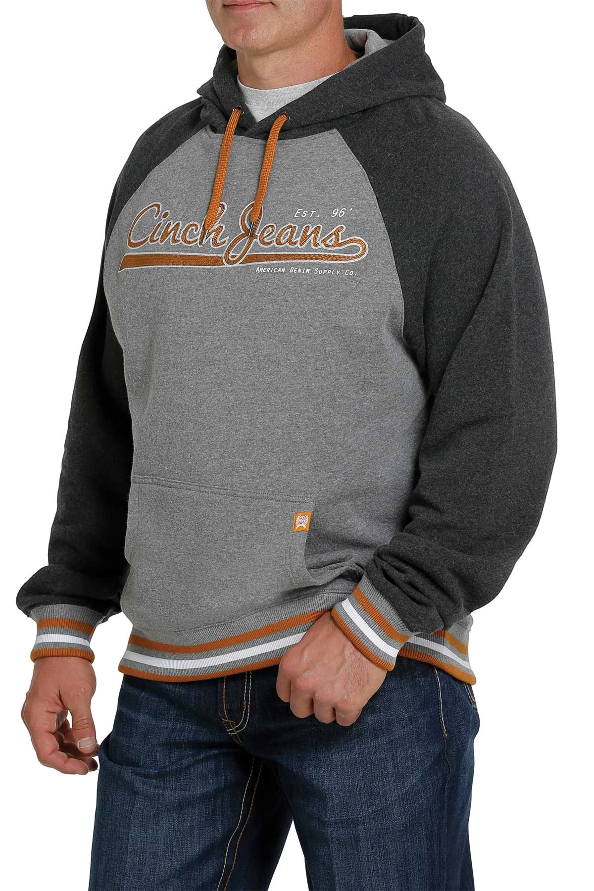 'Cinch' Men's Aztec Print Pullover Fleece Hoodie - Heather Grey