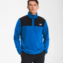 'The North Face' Men's TKA Glacier Snap Pullover - Hero Blue / TNF Black