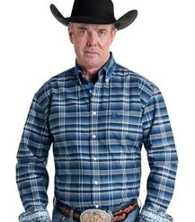 'Panhandle Slim' Men's Amity Print Western Button Front - Blue