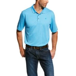 'Ariat' Fade Tek Polo Stripe - Blue