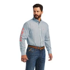 'Ariat' Men's Team Ivandell Classic Long Sleeve Button Down - Aquaville