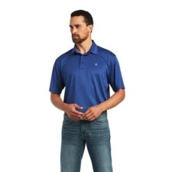 'Ariat' Men's Charger 2.0 Short Sleeve Polo - Nocturnal Blue
