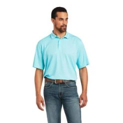 'Ariat' Men's Tek Polo - Blue Radiance