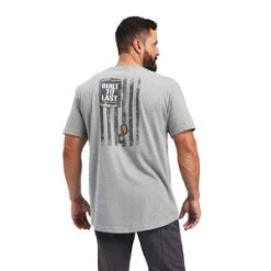 'Ariat' Men's Rebar Cotton Dog Tag Short Sleeve Tee - Heather Grey