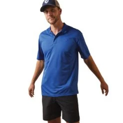 'Ariat' Men's Tek Polo - Monaco Blue
