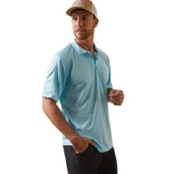 'Ariat' Men's Tek Polo - Cenote Aqua