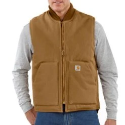 'Carhartt' Men's Duck Vest Arctic Quilt Lined - Carhartt Brown