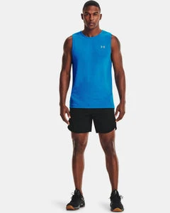 'Under Armour' Men's Rush™ Seamless Sleeveless T-Shirt - Blue Circuit / Black