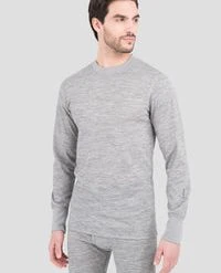TERRAMAR BASE LAYER 'Terramar' Men's 3.0 Merino Wool Bi-Layer Heritage Crew - Grey Heather (Tall)