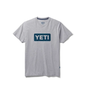 'Yeti' Men's Logo Badge Short Sleeve Tee - Grey / Navy