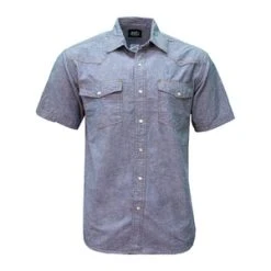 'Key' Men's Chambray Western Snap Front - Blue Chambray
