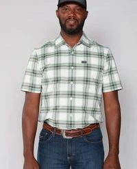 'Kimes Ranch' Men's Matador Plaid Short Sleeve Button Down - Green