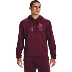 'Under Armour' Men's Armour Fleece® Big Logo Hoodie - Dark Maroon / League Red