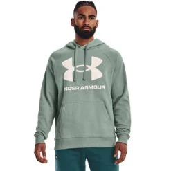 'Under Armour' Men's Rival Fleece Big Logo Hoodie - Opal Green / Onyx White