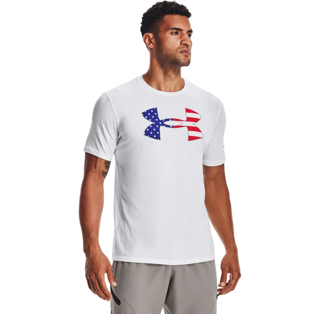 'Under Armour' Men's New Freedom BFL T-Shirt - White / Royal - Image 4
