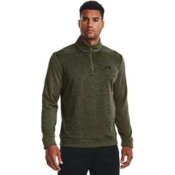 'Under Armour' Men's Fleece Twist 1/4 Zip - Marine OD Green / Black