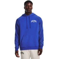 'Under Armour' Men's Rival Fleece Wordmark Colorblock Hoodie - Versa Blue