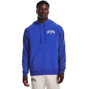 'Under Armour' Men's Rival Fleece Wordmark Colorblock Hoodie - Versa Blue